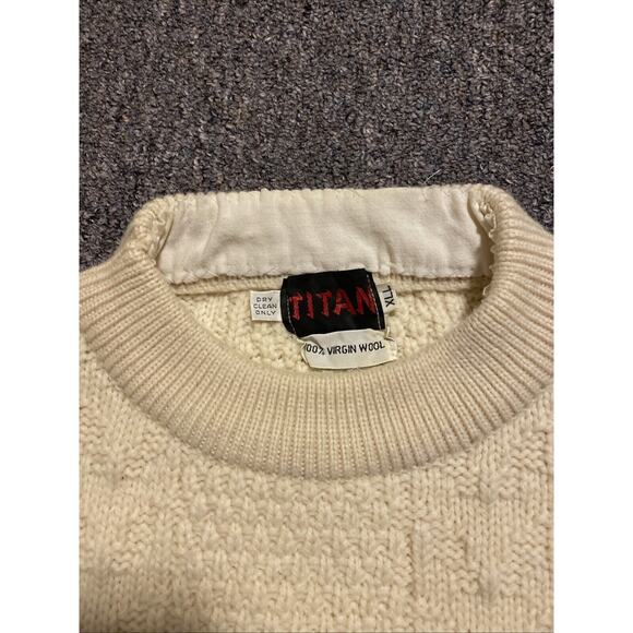 Vintage Titan 100% Virgin Wool Cable Knit Fisherman’s Men’s XXL Ivory Outdoor - Picture 3 of 7